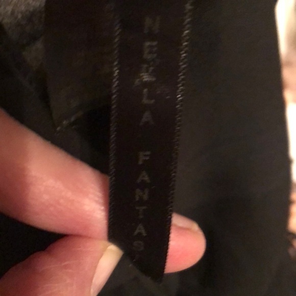 Nella Fantasia black top with crochet yoke, medium - Picture 5 of 6